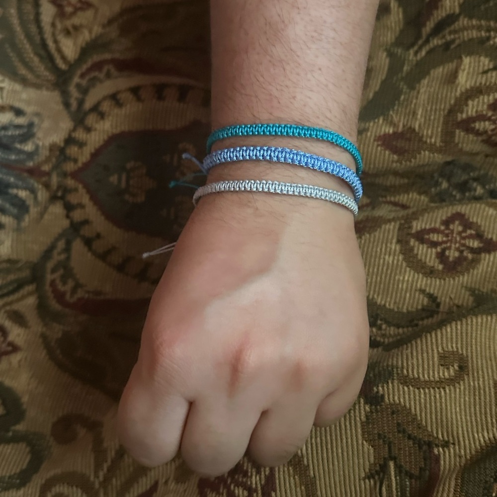 Blue and Silver Braided Bracelet Set
